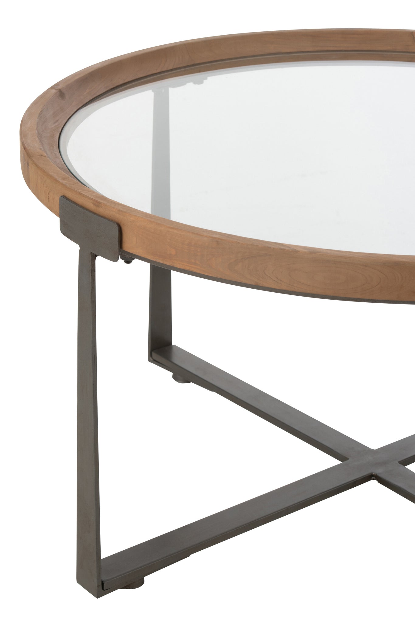 J-LINE SALONTAFEL LUKI GLAS/DENNENHOUT NATUREL/ZWART SET VAN 2 - Tuincentrum Lopik