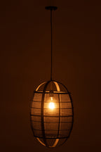 J-LINE HANGLAMP ION LINNEN/BAMBOE ZWART KLEIN - Tuincentrum Lopik