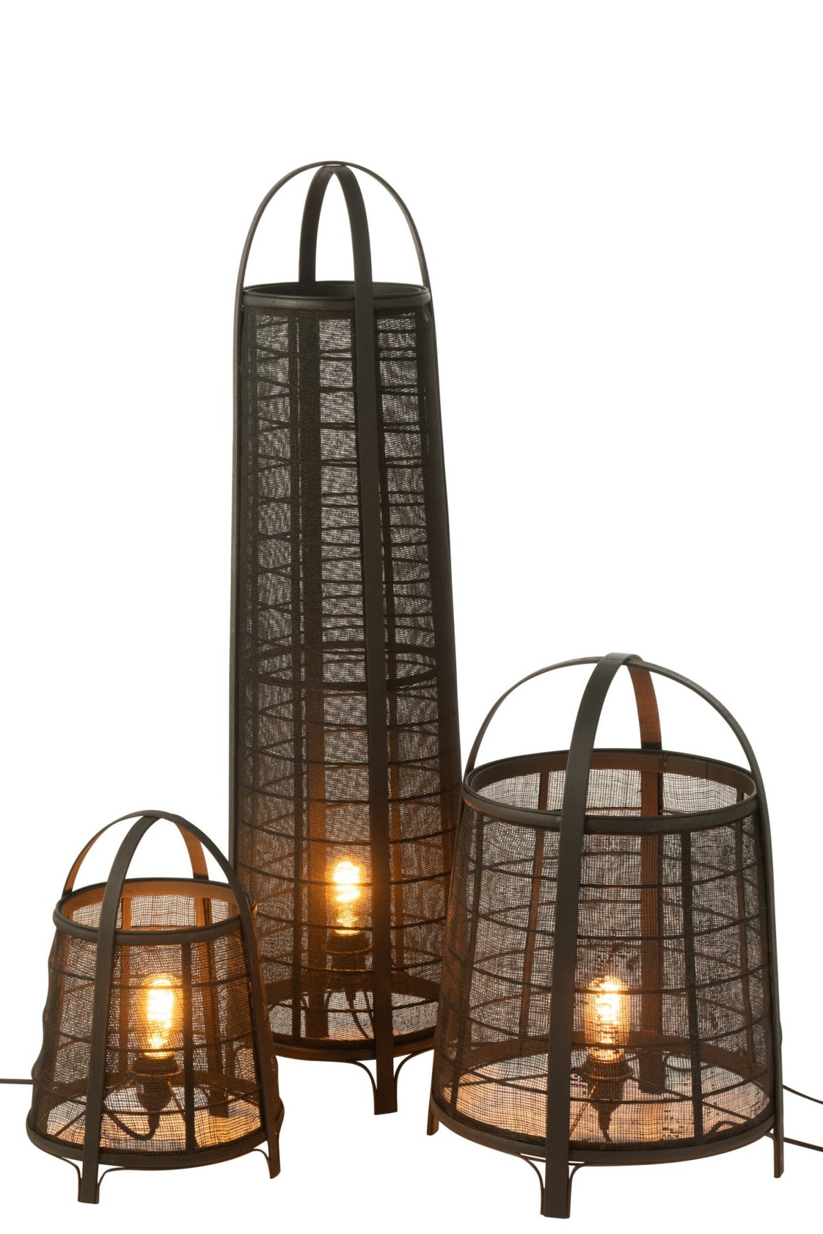 Lampe Don Baumwolle/Bambus Schwarz
