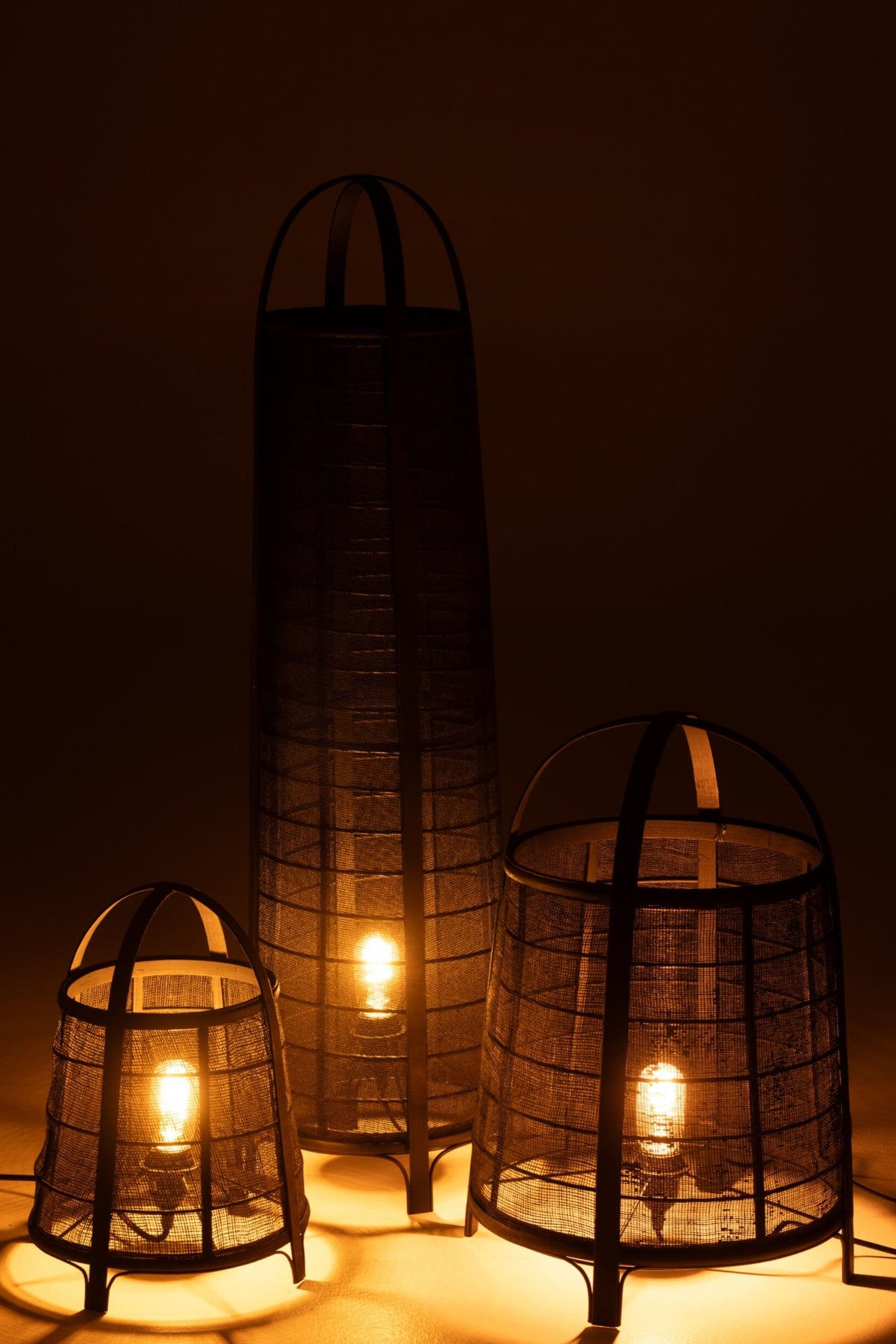 Lampe Don Baumwolle/Bambus Schwarz