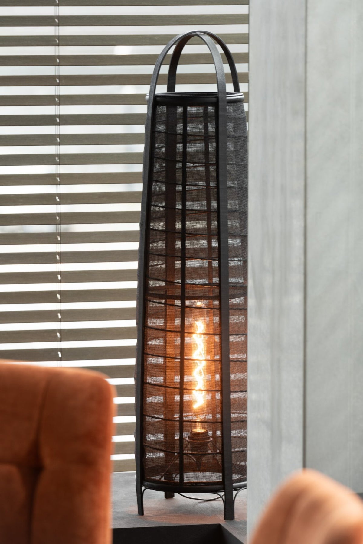 Lampe Don Baumwolle/Bambus Schwarz