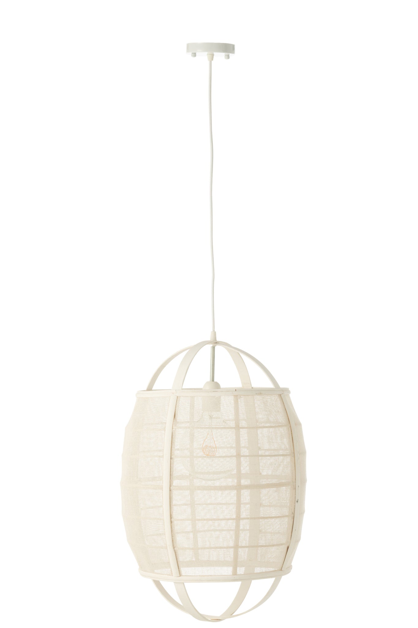 J-LINE HANGLAMP ION LINNEN/BAMBOE WIT KLEIN - Tuincentrum Lopik