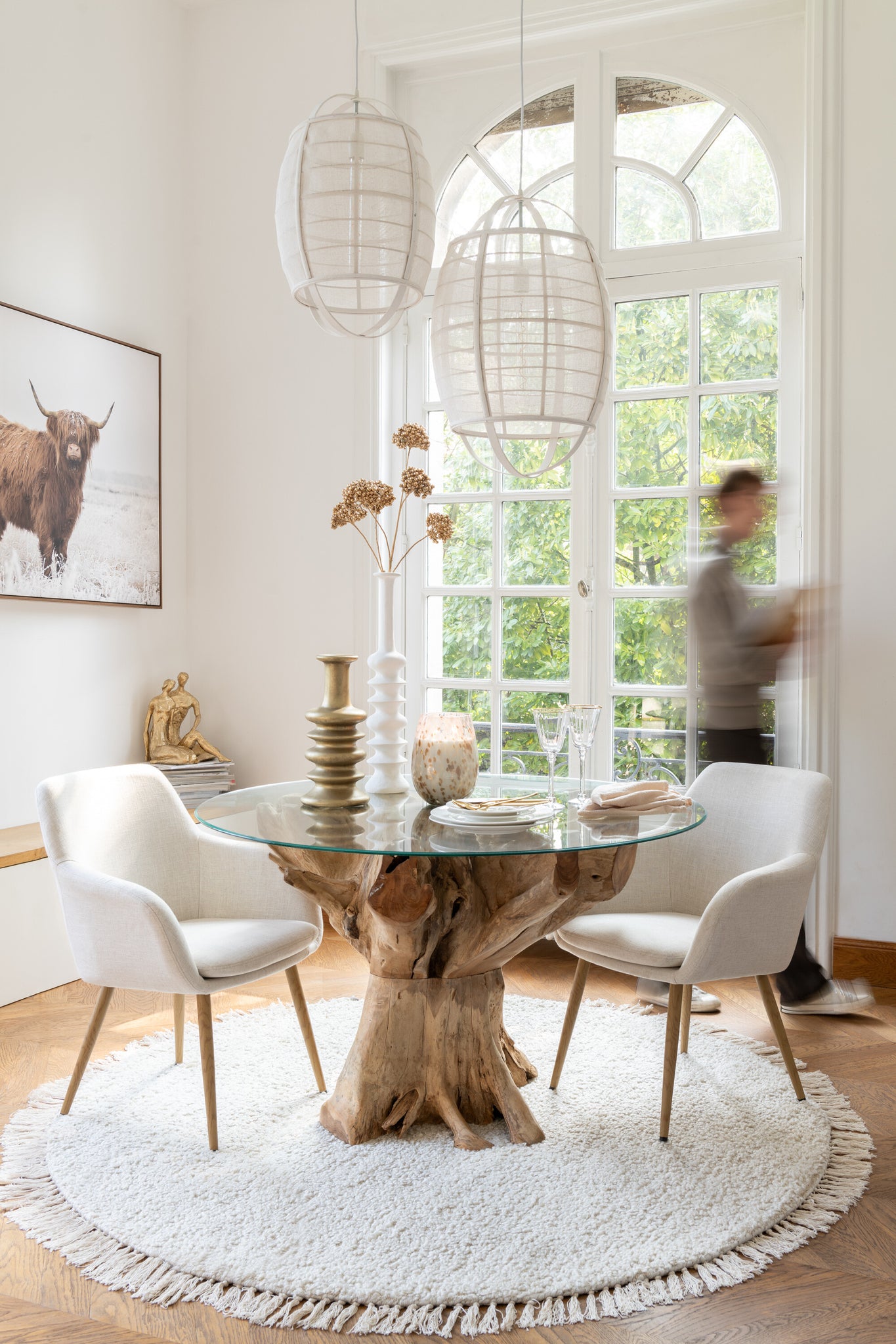 J-LINE HANGLAMP ION LINNEN/BAMBOE WIT KLEIN - Tuincentrum Lopik