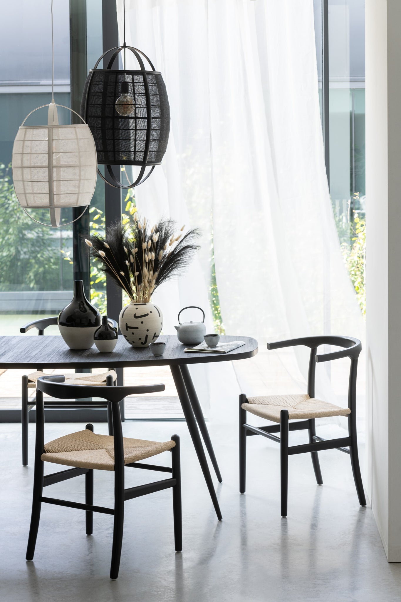 J-LINE HANGLAMP ION LINNEN/BAMBOE WIT KLEIN - Tuincentrum Lopik