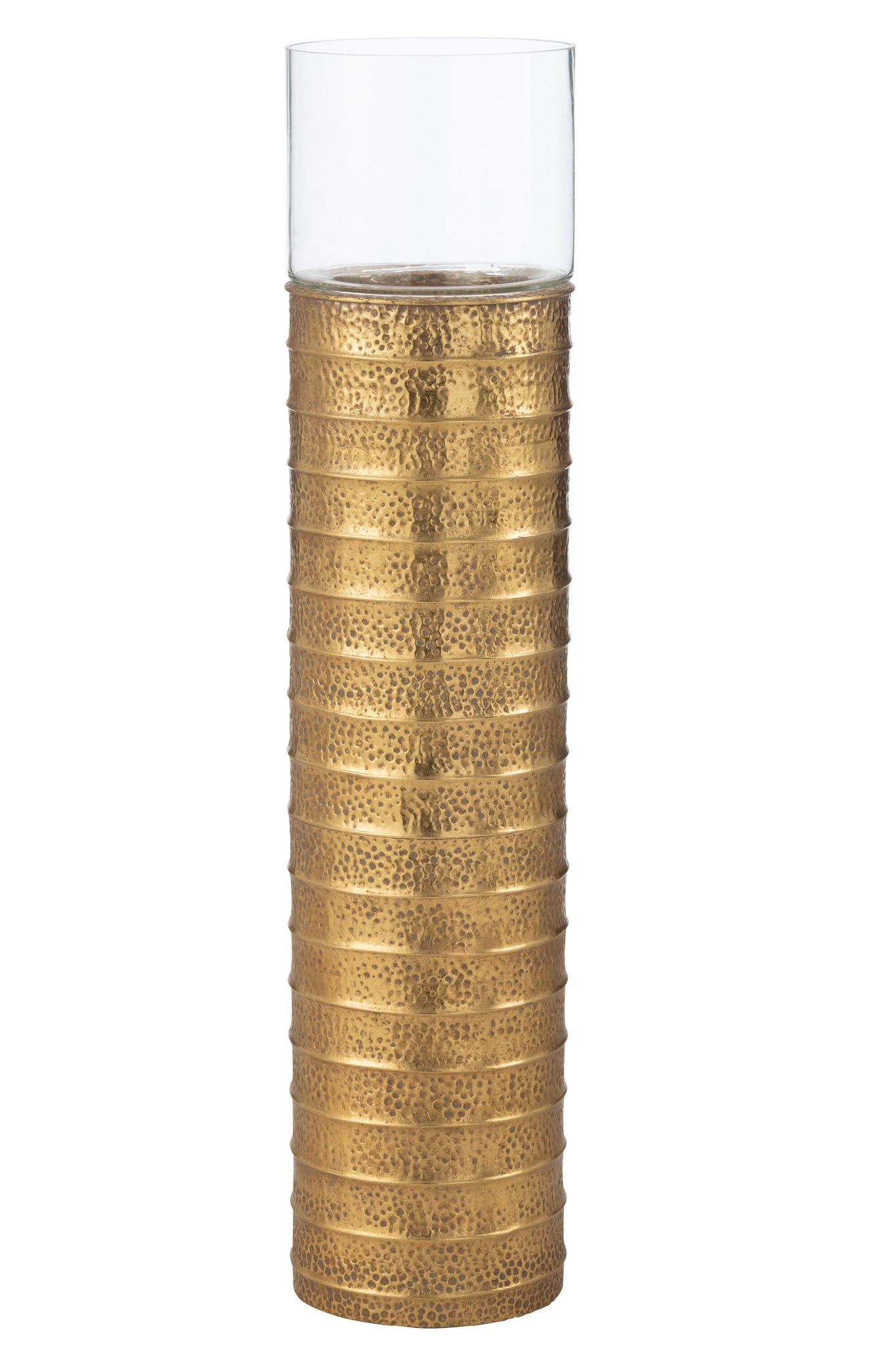 J-LINE KANDELAAR PILLAR METAAL/GLAS GOUD LARGE - Tuincentrum Lopik