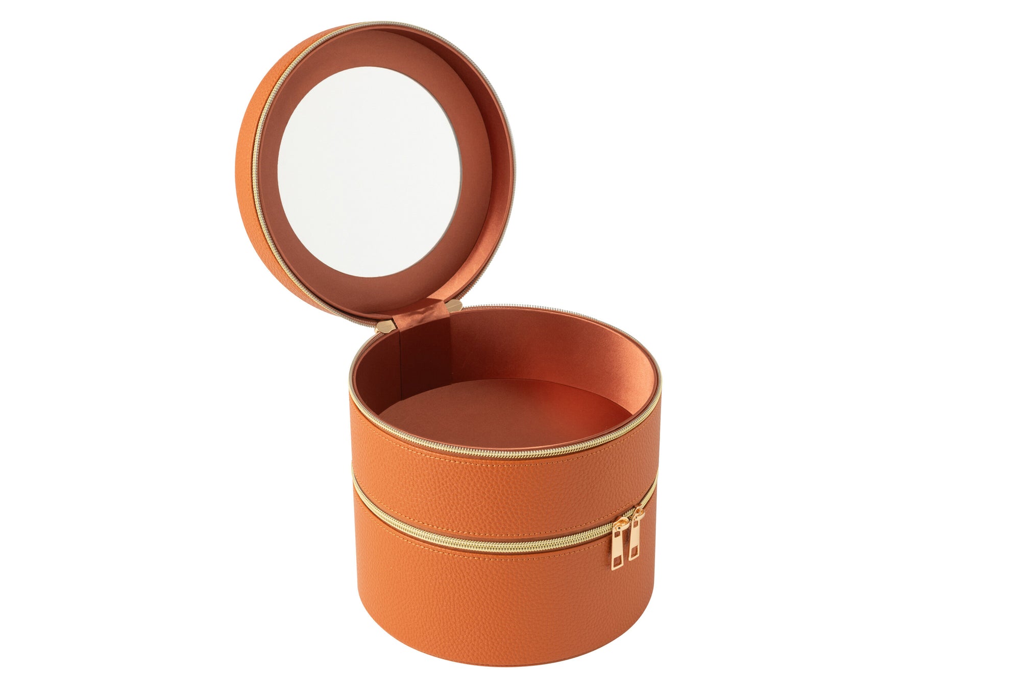 J-LINE COSMETICADOOS ROND+SPIEGEL KUNSTLEER COGNAC - Tuincentrum Lopik