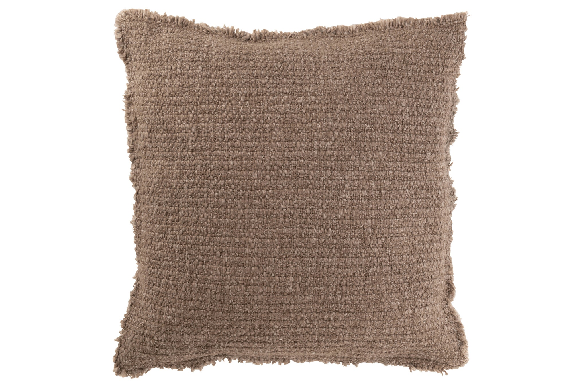 Kussen met rafelige randen Katoen/Polyester Taupe - Tuincentrum Lopik