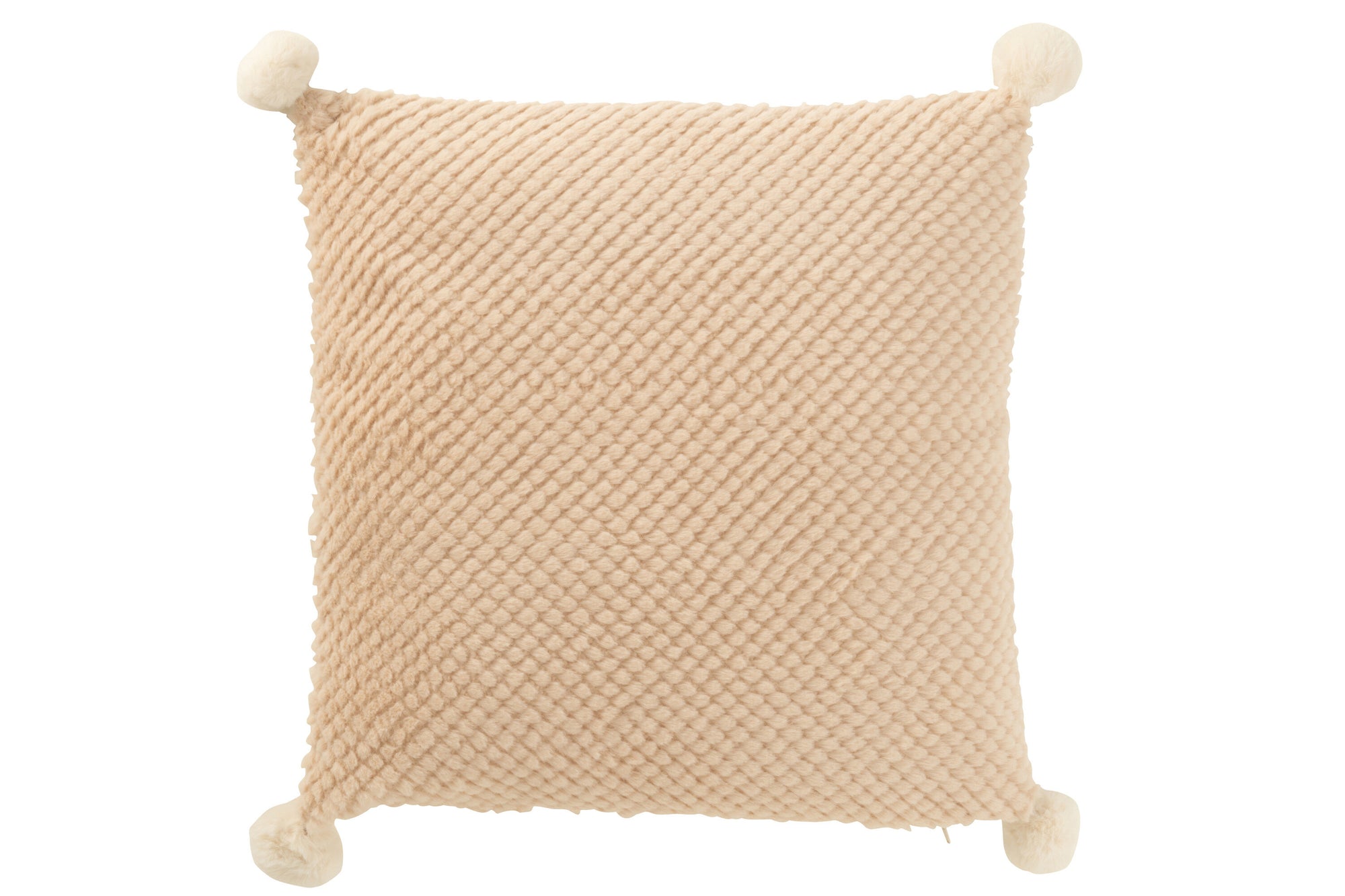 Kussen Zachte Pompons Polyester Beige - Tuincentrum Lopik