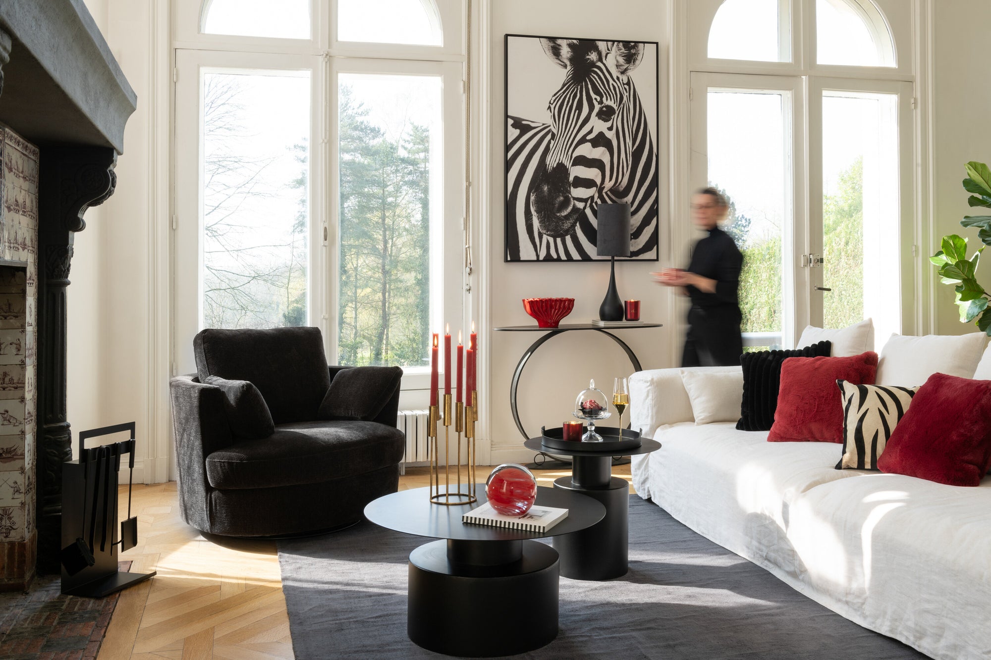 J-LINE WANDDECORATIE ZEBRA CANVAS/HOUT ZWART/WIT - 103 X 143 CM - Tuincentrum Lopik