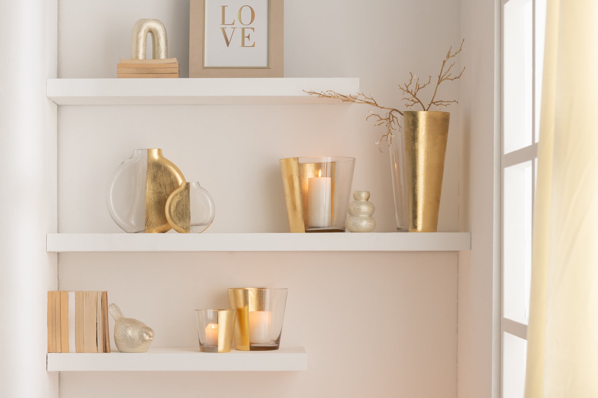 J-LINE HURRICANE BOE GLAS TRANSPARANT/GOUD SMALL - Tuincentrum Lopik