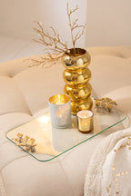 J-LINE SERVIERTABLETT BLATTFORM GLAS/EISEN TRANSPARENT/GOLD