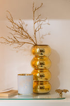 J-LINE SERVIERTABLETT BLATTFORM GLAS/EISEN TRANSPARENT/GOLD