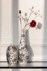 J-LINE VASE ZEN PEER PORSELEIN WIT/ZWART - Tuincentrum Lopik