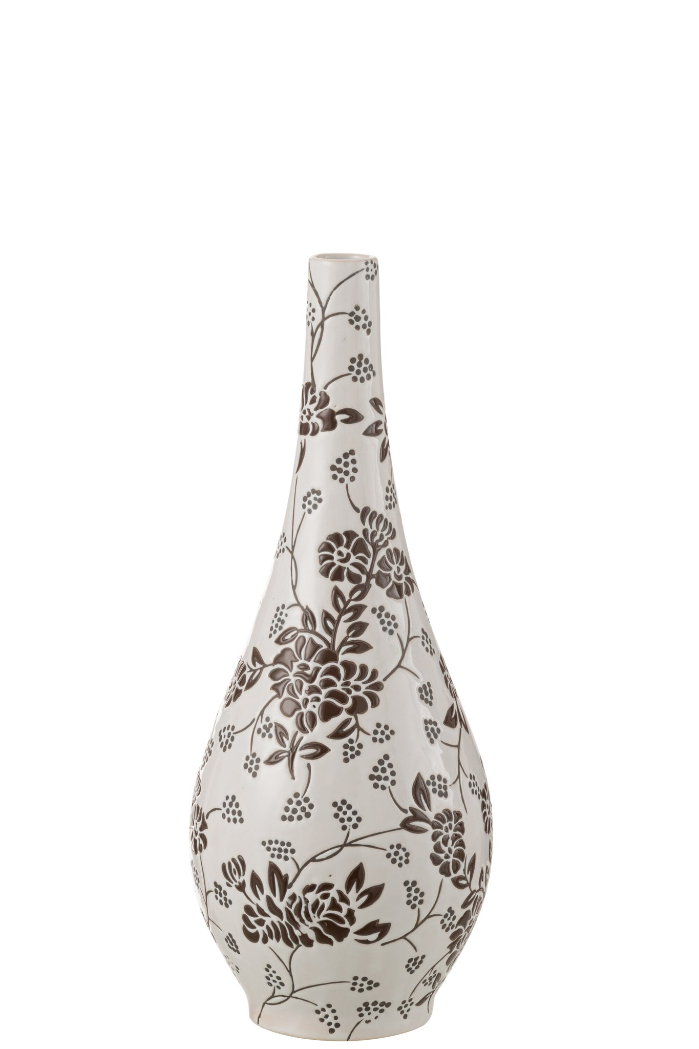 J-LINE VASE ZEN PEER PORSELEIN WIT/ZWART - Tuincentrum Lopik
