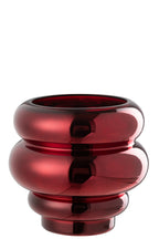 J-LINE THEELICHTHOUDER/VAAS CLÉA – GLAS DONKERROOD - Tuincentrum Lopik
