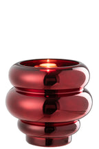 J-LINE THEELICHTHOUDER/VAAS CLÉA – GLAS DONKERROOD - Tuincentrum Lopik
