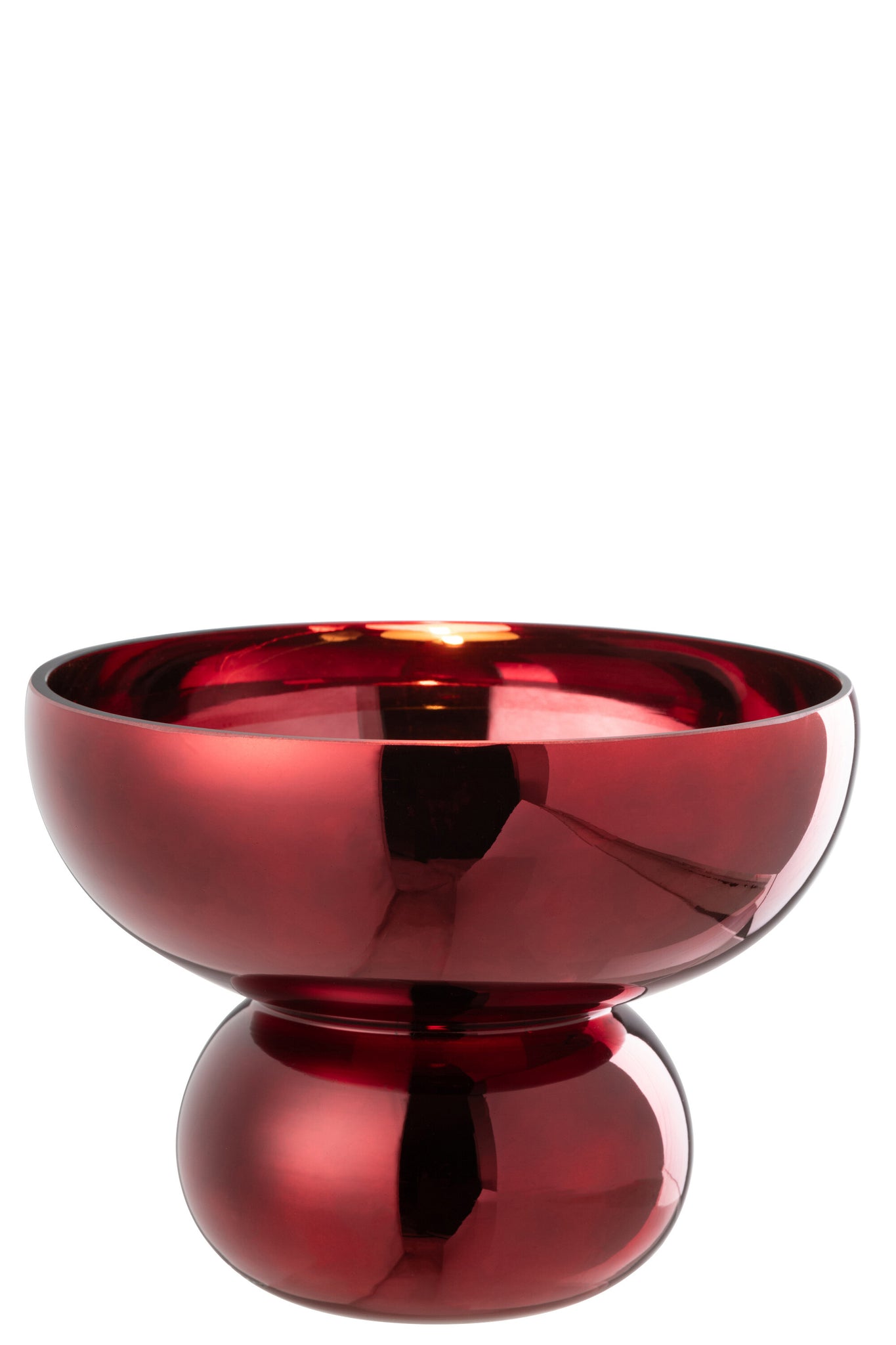 J-LINE BOWL ROUNDED FOOT GLASS DARK RED - Tuincentrum Lopik