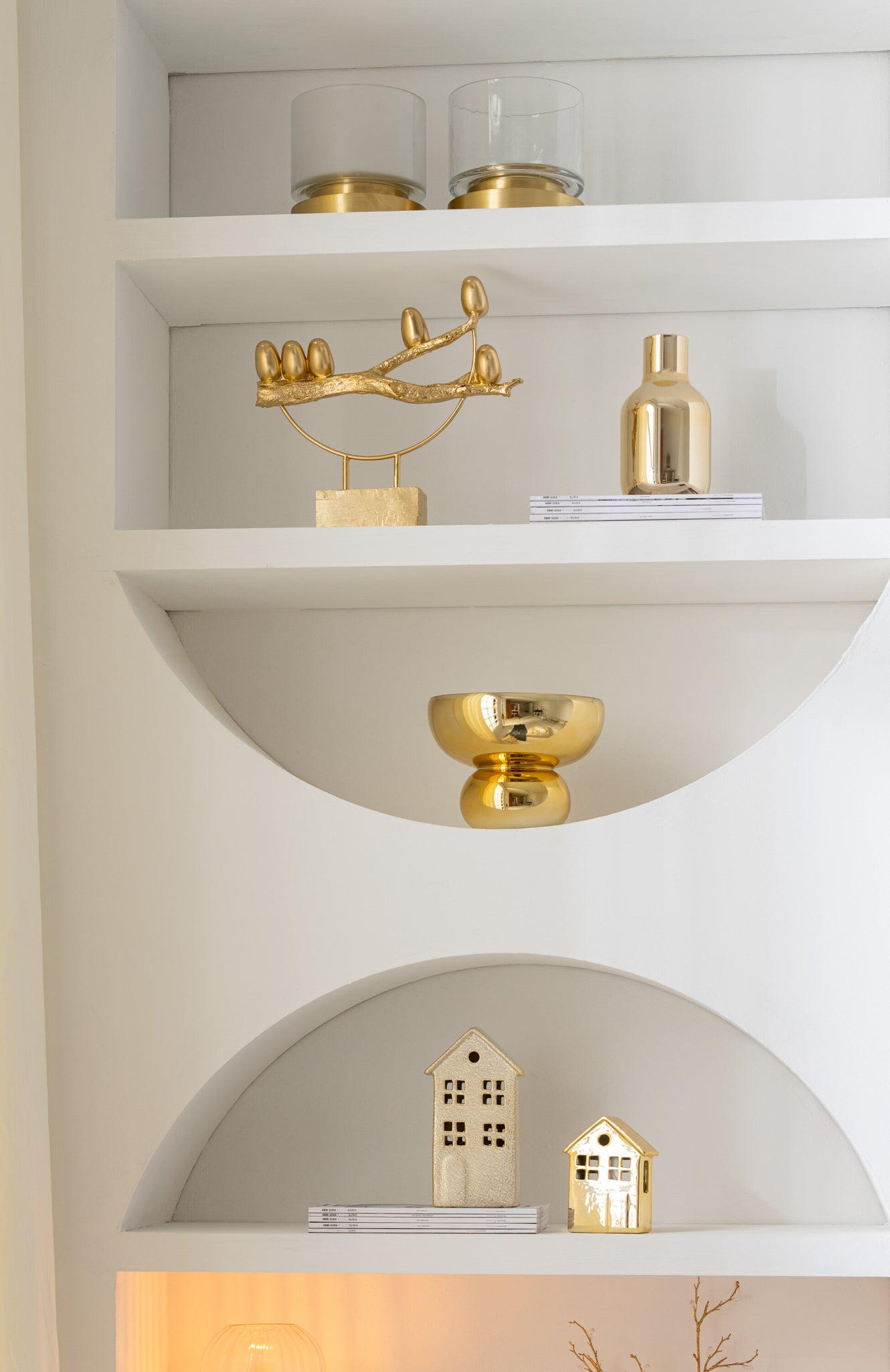 J-LINE BOWL ROUNDED FOOT GLASS GOLD - Tuincentrum Lopik