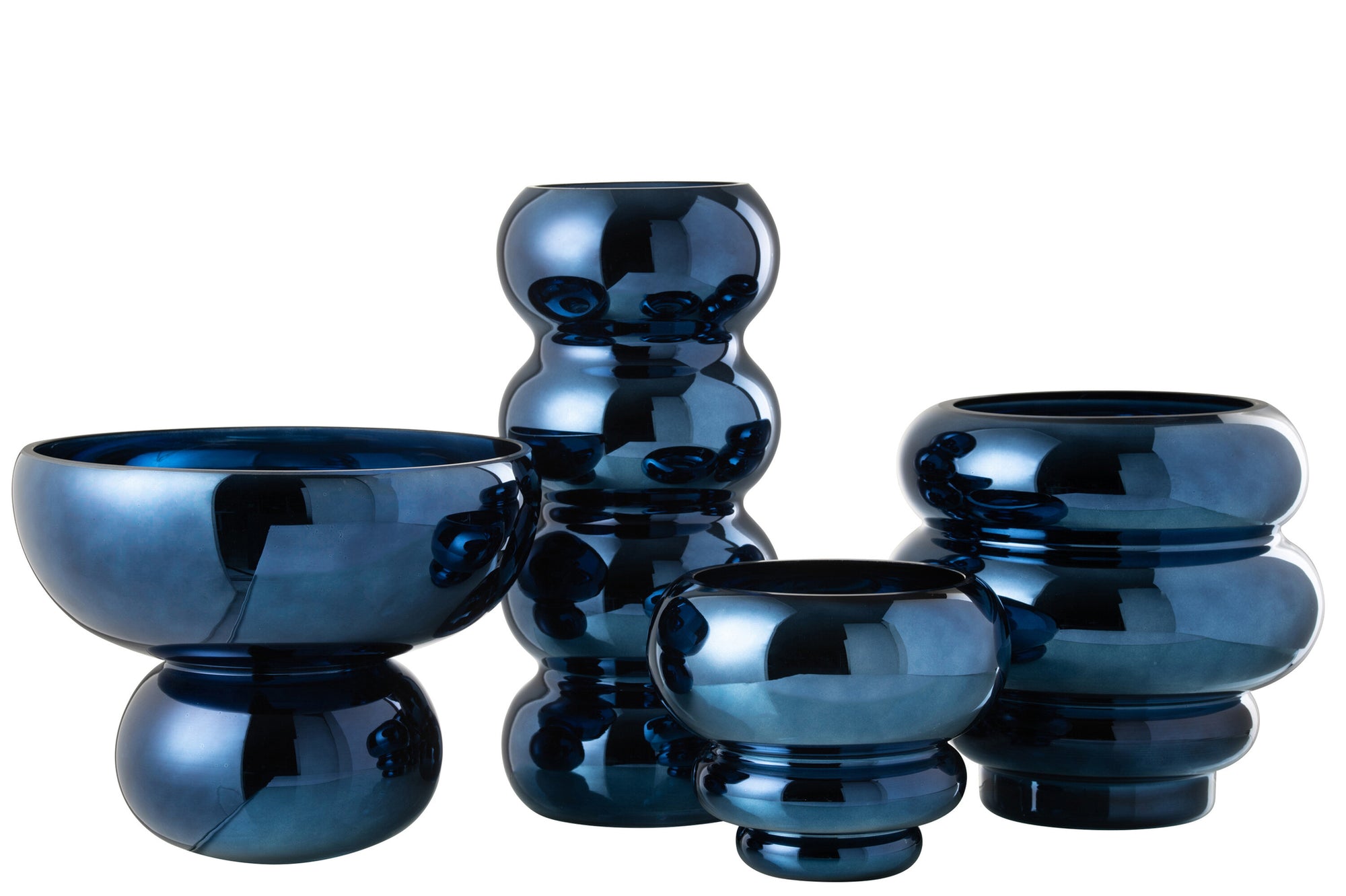 J-LINE BOWL ROUNDED FOOT GLASS BLUE - Tuincentrum Lopik