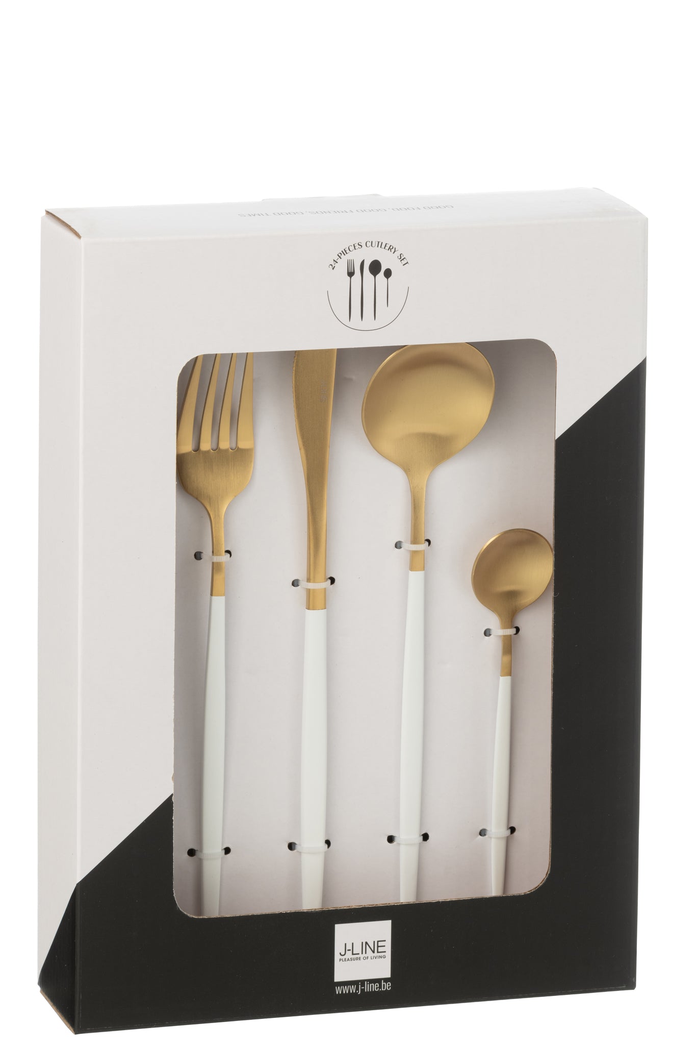 J-LINE BOX CUTLERY A 24 PIECES STAINLESS STEEL MATT GOLD + WHITE - Tuincentrum Lopik