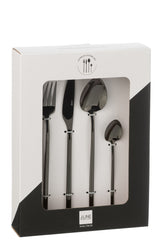 J-LINE BOX CUTLERY C 24-DELIG ROESTVRIJ STAAL GLANZEND ZWART - Tuincentrum Lopik