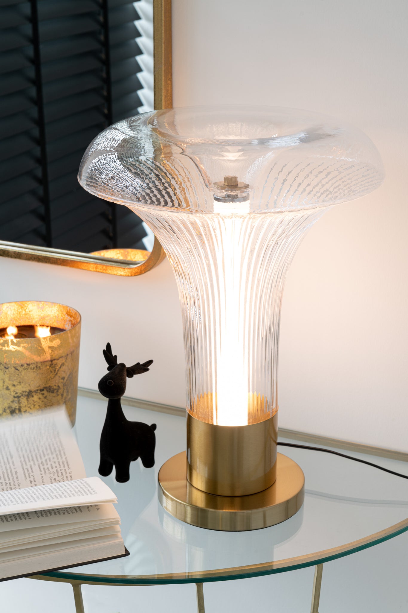 J-LINE LED-TAFELLAMP GOUD METAAL/GLAS TRANSPARANT - Tuincentrum Lopik