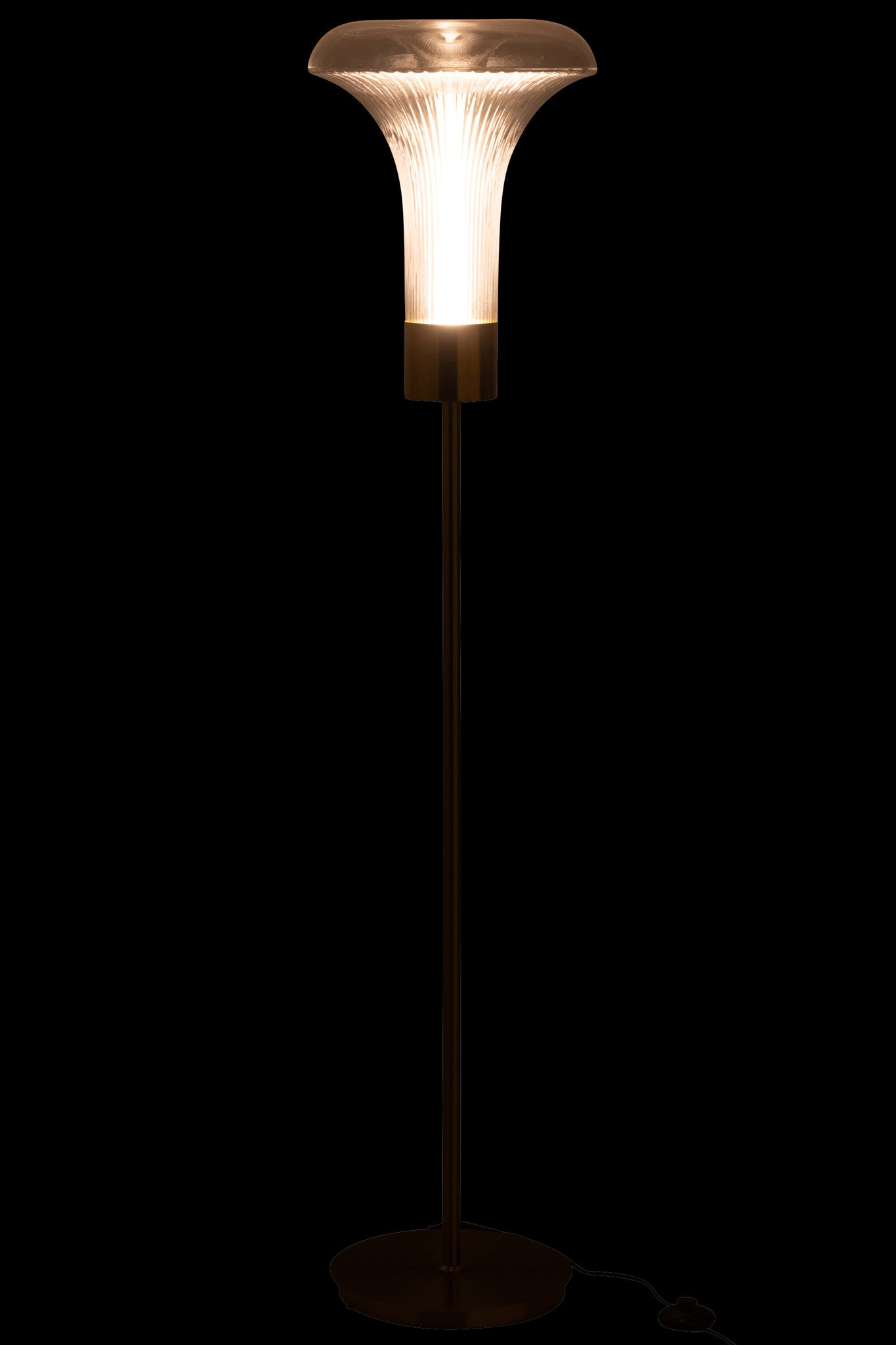 Vloerlamp LED goudkleurig metaal/doorzichtig glas