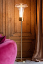 Stehleuchte LED goldfarbenes Metall/transparentes Glas