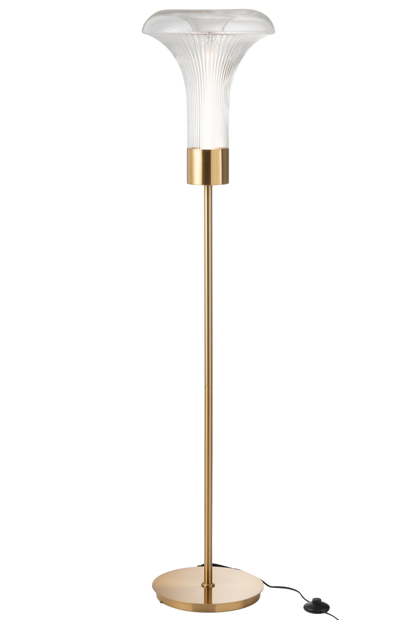 Vloerlamp LED goudkleurig metaal/doorzichtig glas