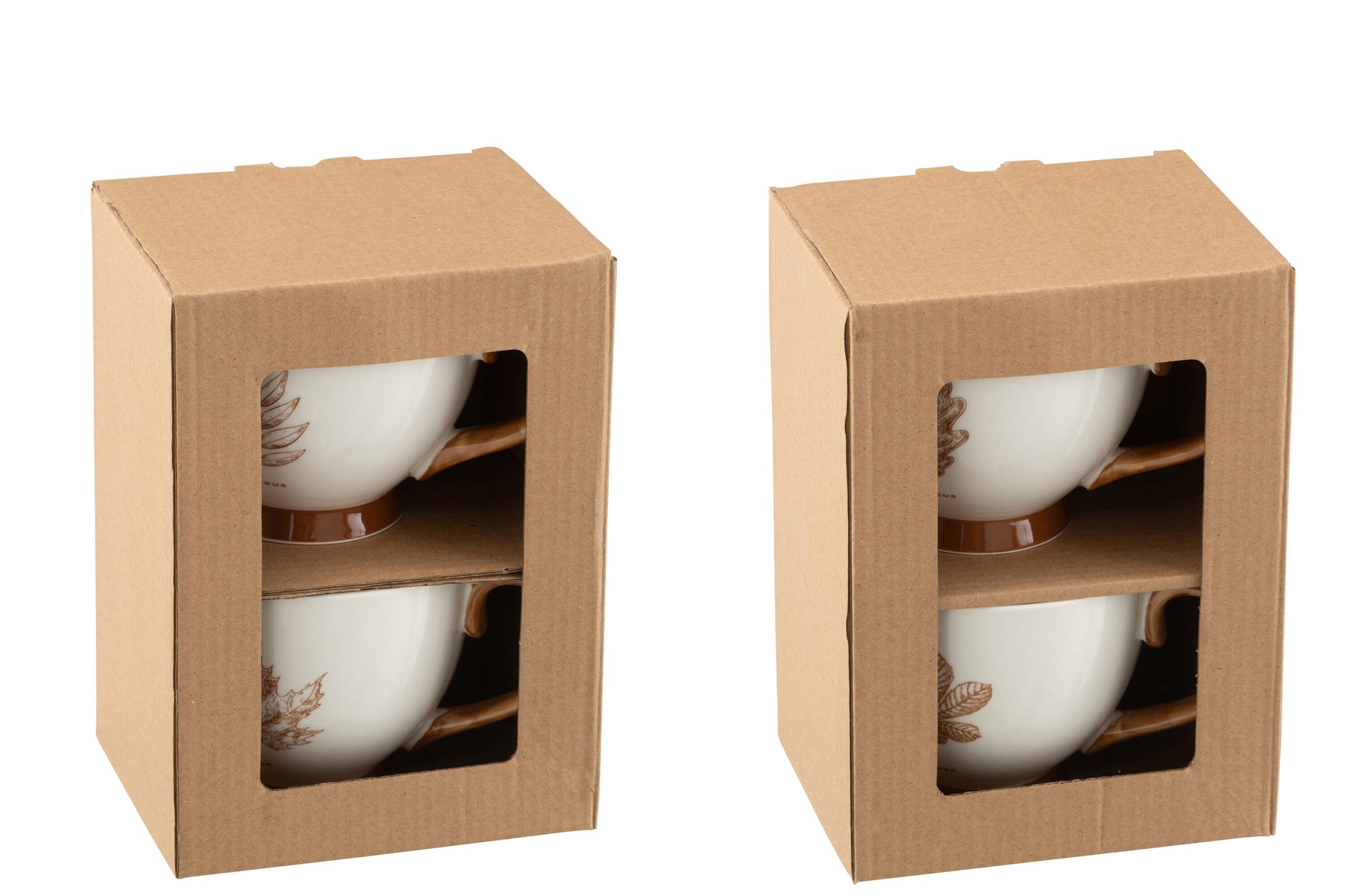 J-LINE SET 2 JUMBO MOKKEN BLAD WINDOWBOX KERAMIEK BRUIN ASSORTIMENT - Tuincentrum Lopik