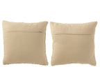 Kussen Vierkant Los/Strak Geweven Katoen Donker Beige Assortiment Van 2 - Tuincentrum Lopik
