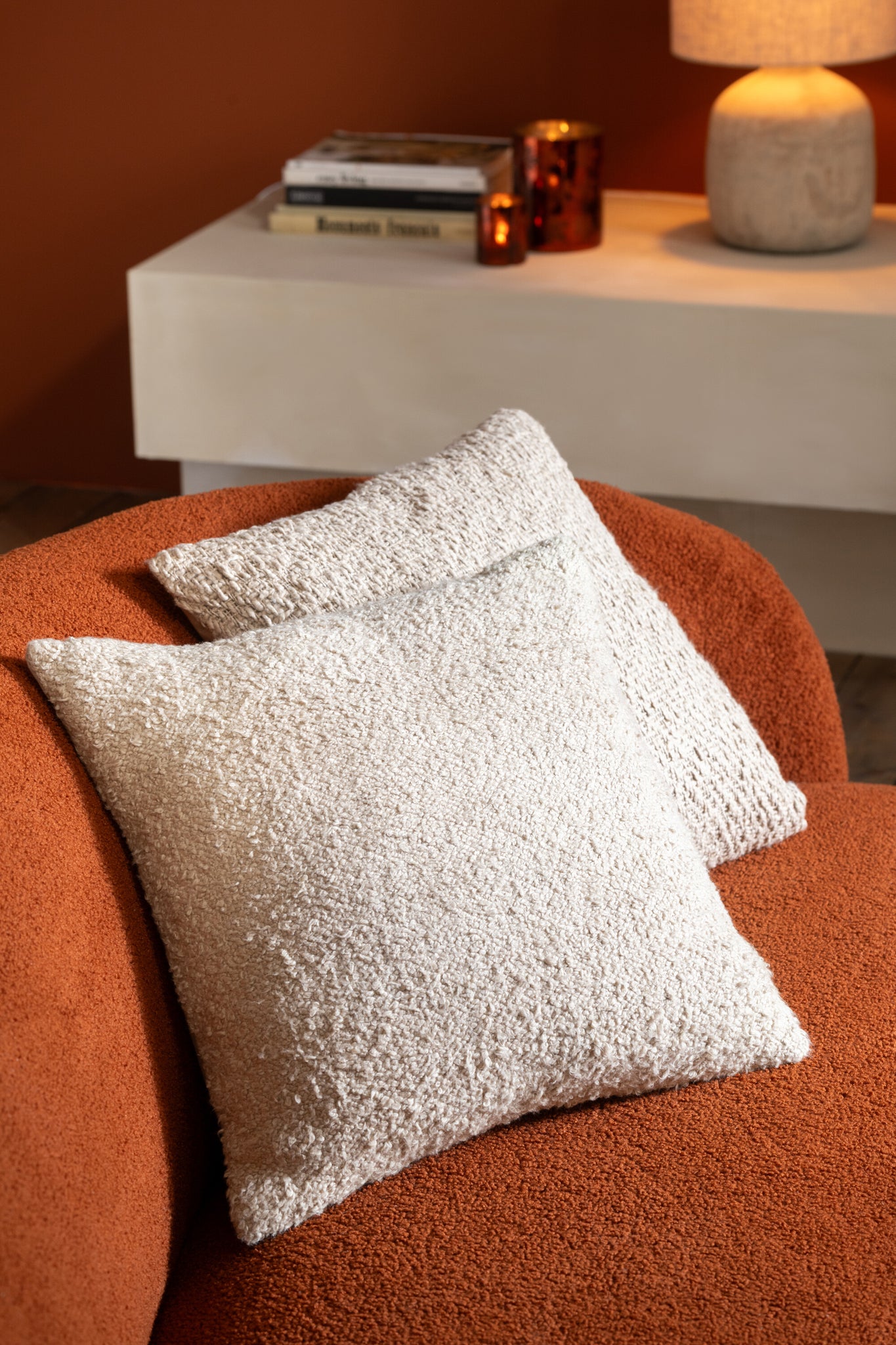 Kussen Vierkant Los/Strak Geweven Katoen Donker Beige Assortiment Van 2 - Tuincentrum Lopik