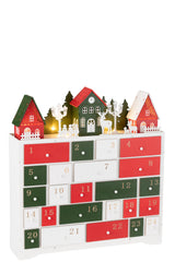 J-LINE LED KERSTTAFEREEL KAST MET HUISJES MULTIPLEX MULTICOLOR 41 CM