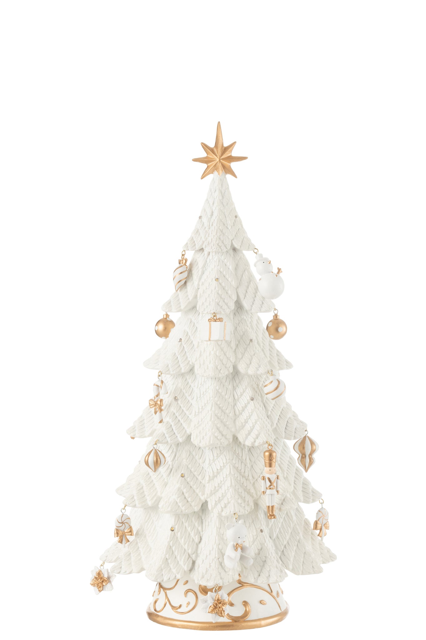 J-LINE KERSTBOOM LED ORNAMENTEN HARS WIT/GOUD KLEIN - Tuincentrum Lopik