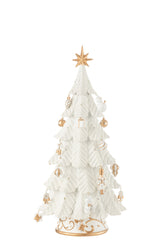J-LINE KERSTBOOM LED ORNAMENTEN HARS WIT/GOUD KLEIN - Tuincentrum Lopik