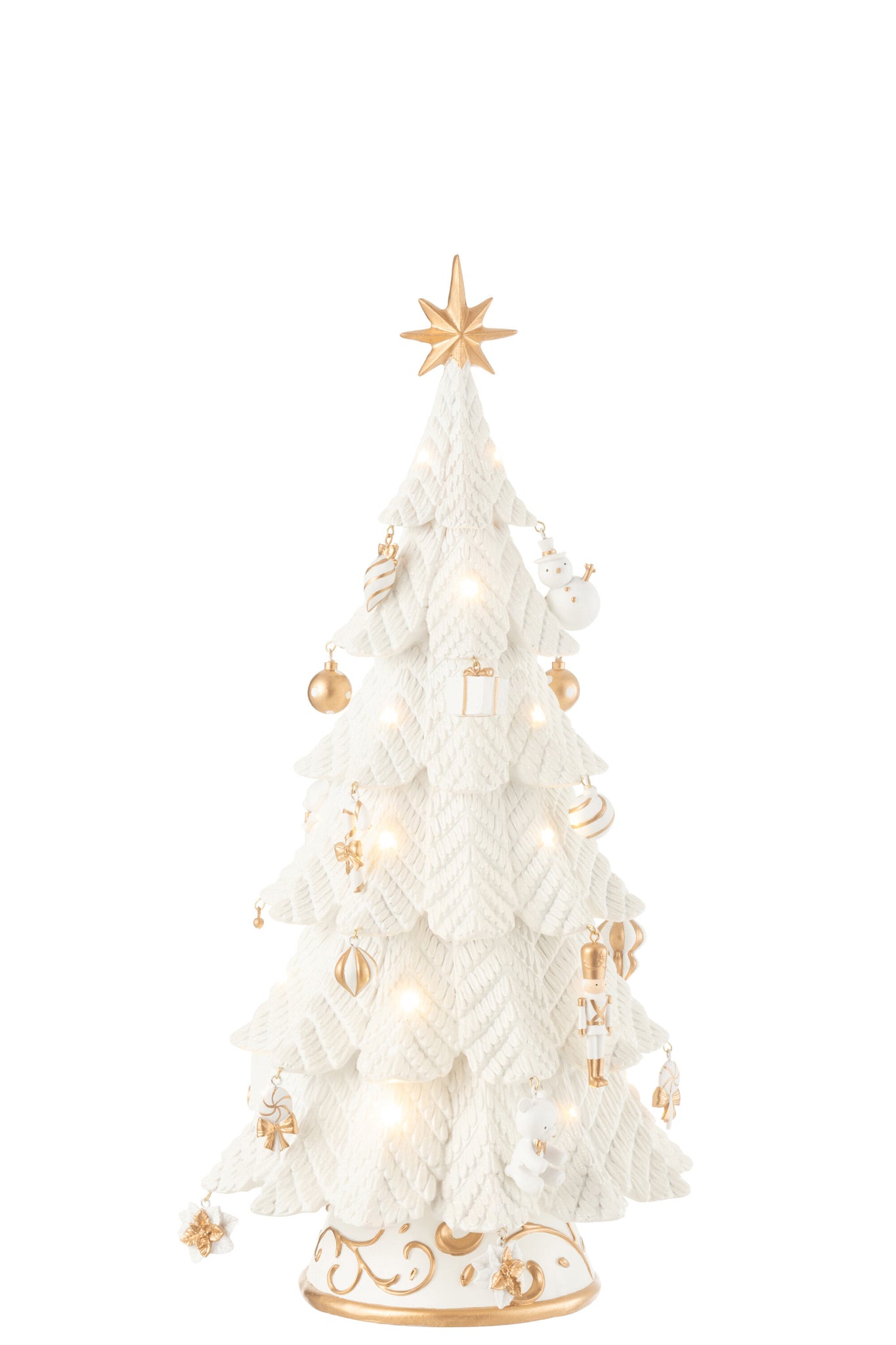 J-LINE KERSTBOOM LED ORNAMENTEN HARS WIT/GOUD KLEIN - Tuincentrum Lopik