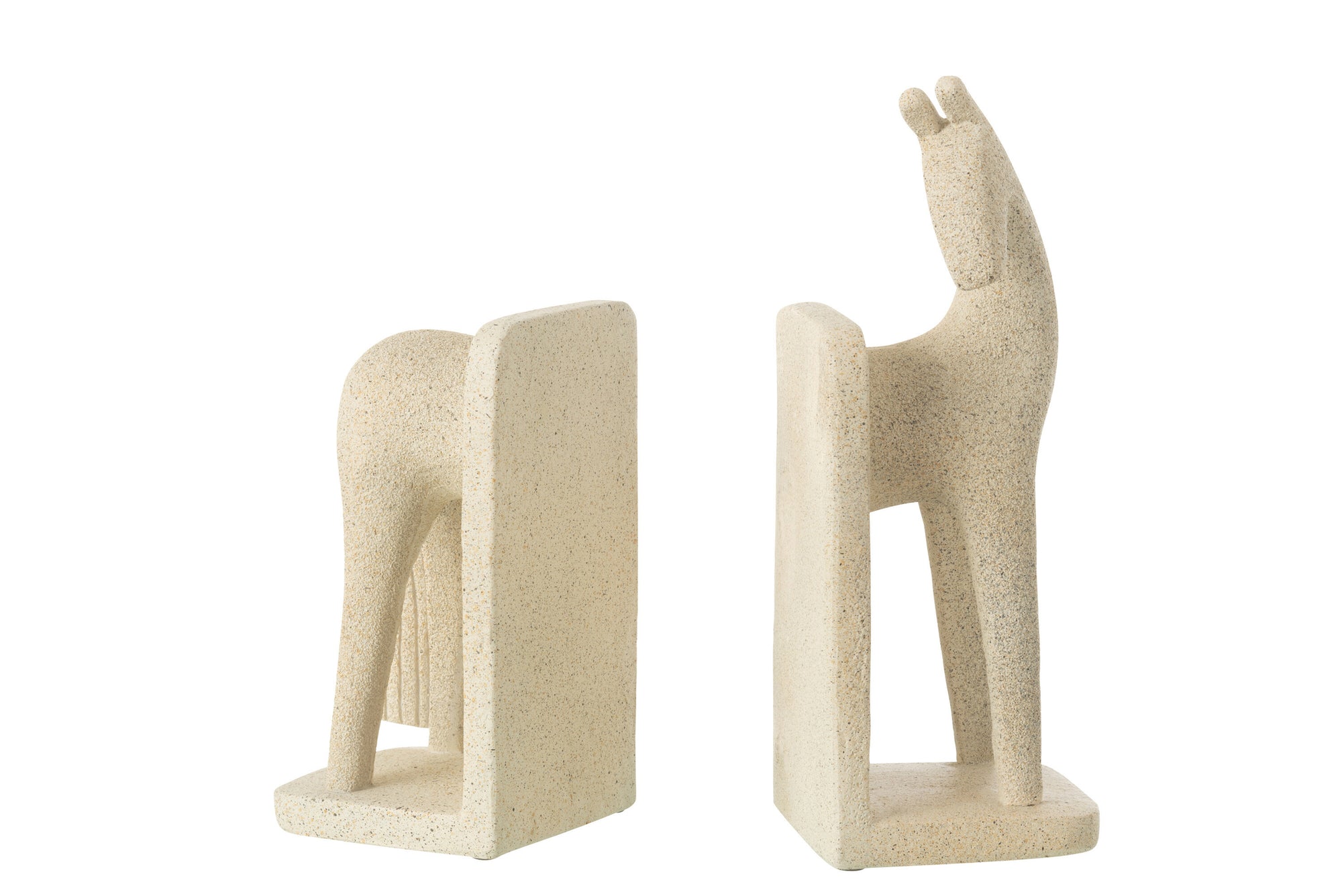 J-LINE BOEKSTEUN PAARD MODERN RESIN BEIGE – SET VAN 2 - Tuincentrum Lopik
