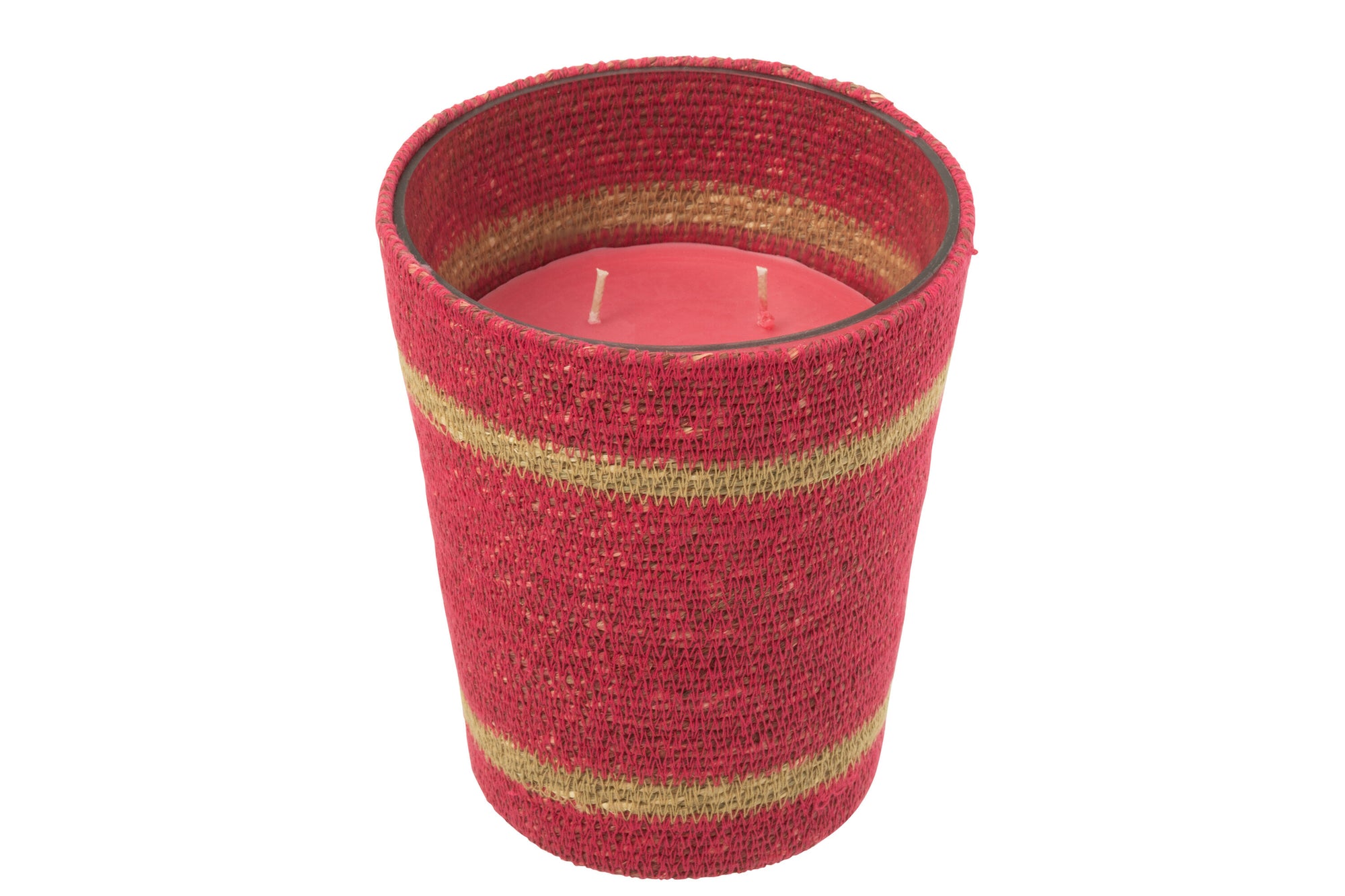 J-LINE GEURKAARS IN MAND – FUCHSIA/RATTAN/GLAS GROOT – 75 UUR - Tuincentrum Lopik