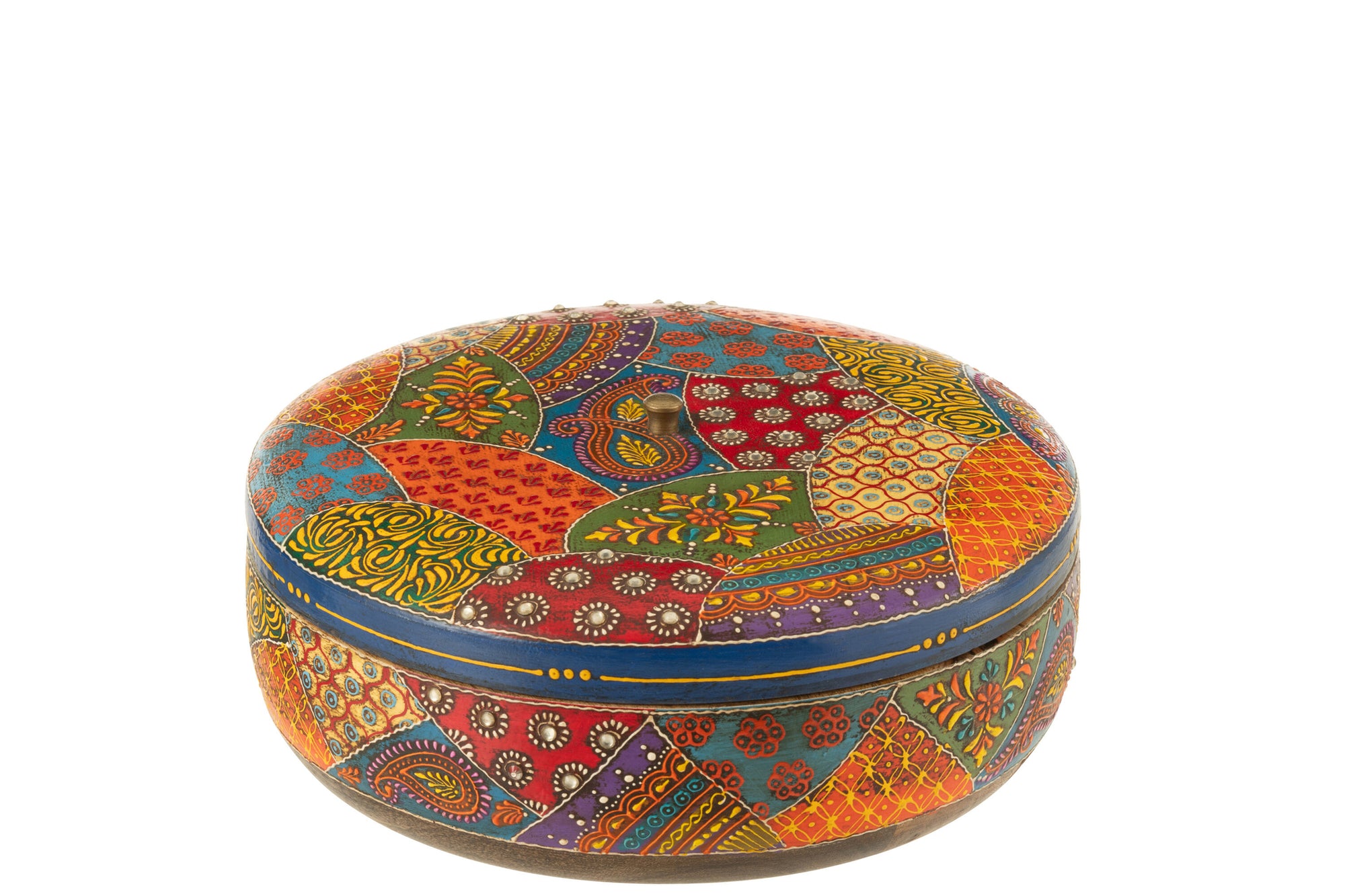J-LINE BOX + LID DELHI ROUND MANGO WOOD MIX - Tuincentrum Lopik