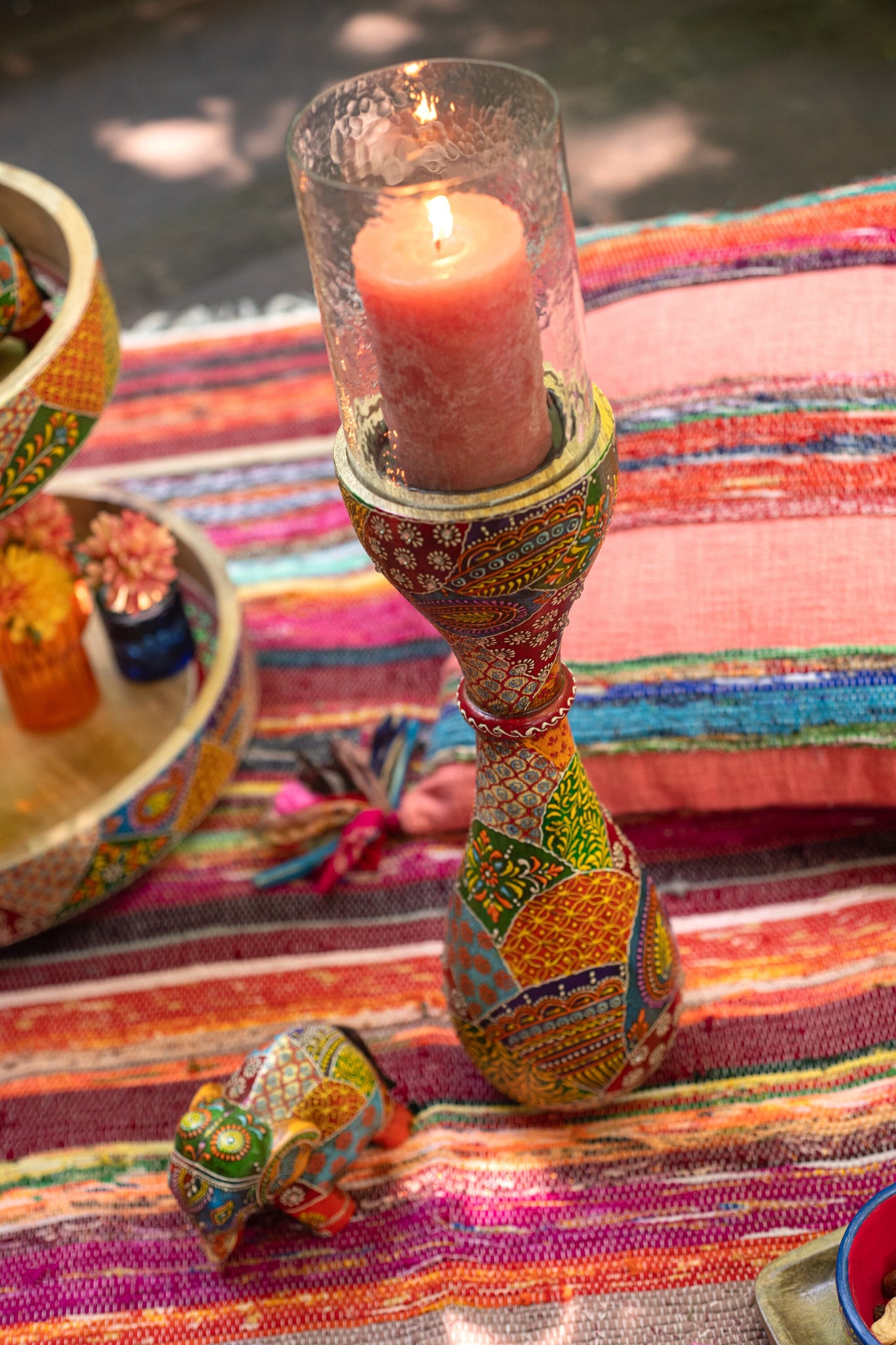Candle Holder Delhi Mango Wood Mix - Tuincentrum Lopik