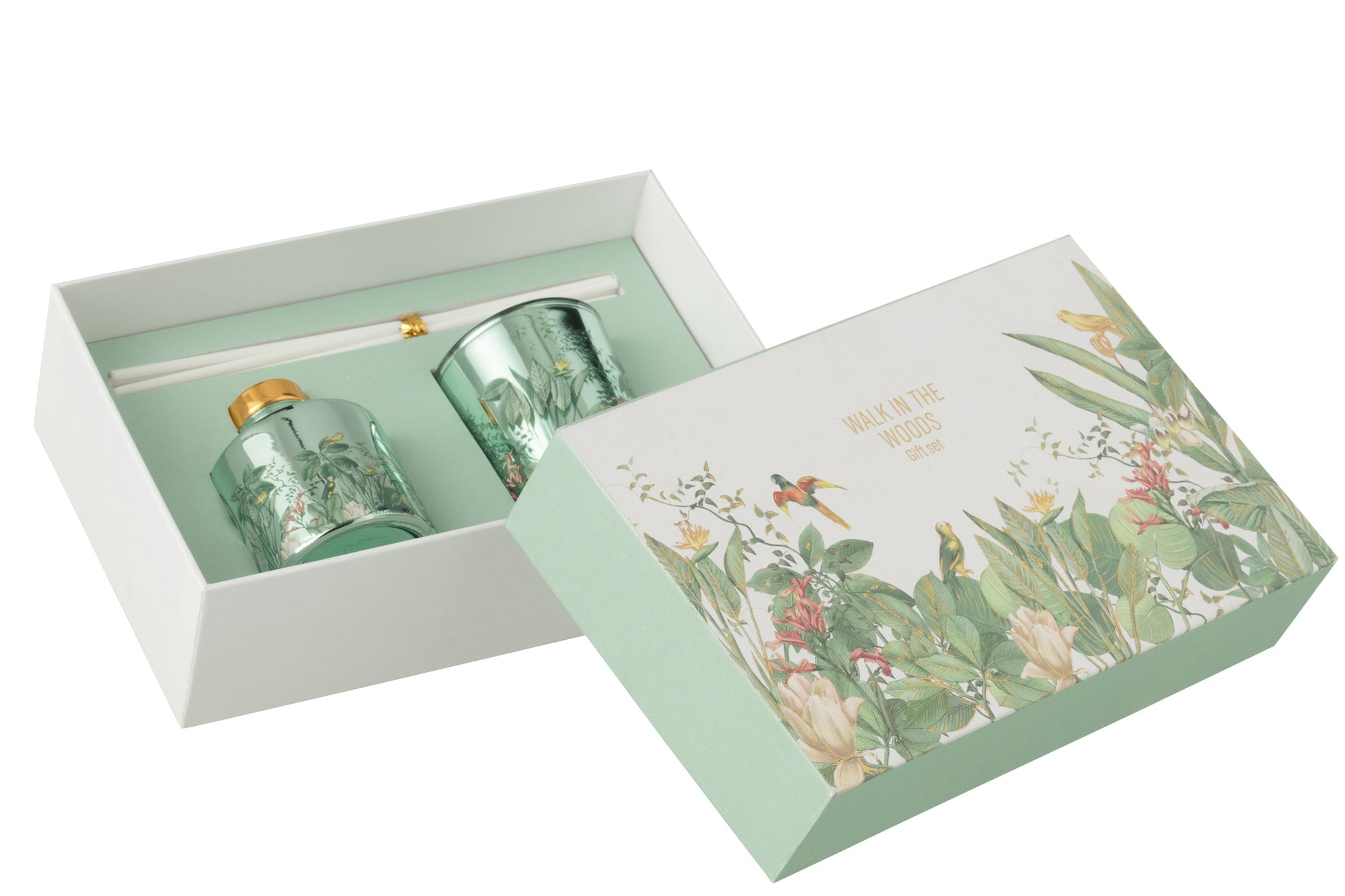 J-LINE GIFT SET CANDLE + DIFFUSER WALK IN THE WOODS GREEN - Tuincentrum Lopik