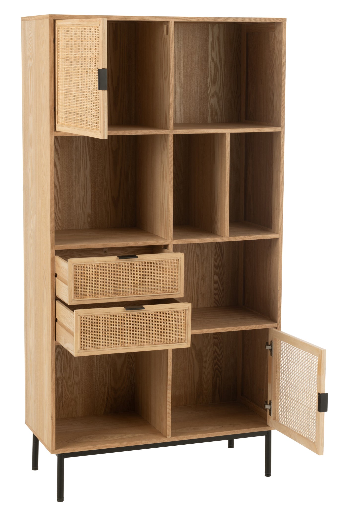 J-LINE KAST COMPARTMENTS MDF/METAAL NATUUR/ZWART - Tuincentrum Lopik