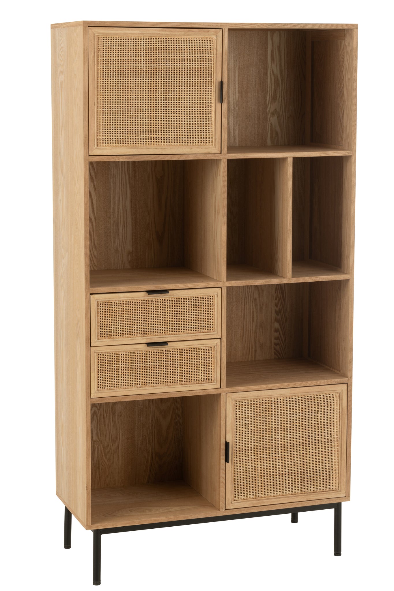 J-LINE KAST COMPARTMENTS MDF/METAAL NATUUR/ZWART - Tuincentrum Lopik