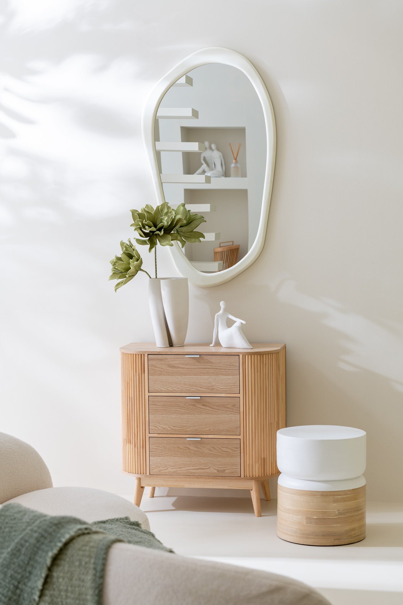 J-LINE KAST ROUNDED MDF/GRENENHOUT NATUUR LARGE - Tuincentrum Lopik