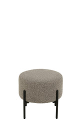 Kruk bouclé multiplex/polyester grijs/zwart - Tuincentrum Lopik