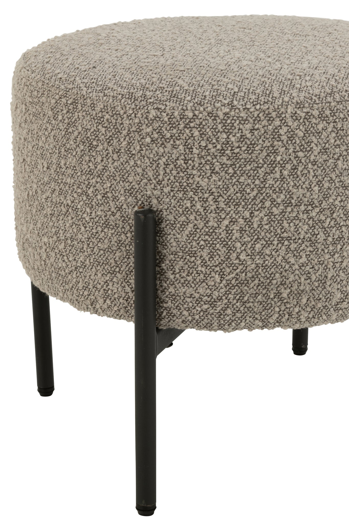 Kruk bouclé multiplex/polyester grijs/zwart - Tuincentrum Lopik