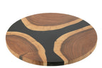 J-LINE SNIJPLANK ROND ACACIAHOUT/RESIN NATUREL/ZWART 41 CM - Tuincentrum Lopik