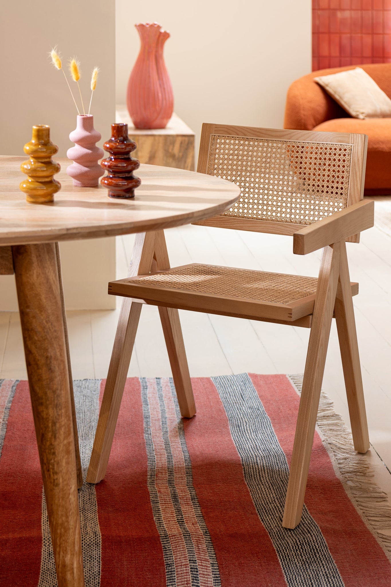 Stoel Grid essenhout/rotan naturel - Tuincentrum Lopik