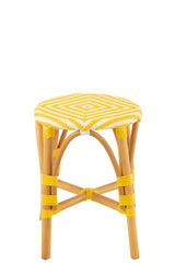 J-LINE STOOL RATTAN YELLOW/WHITE SMALL