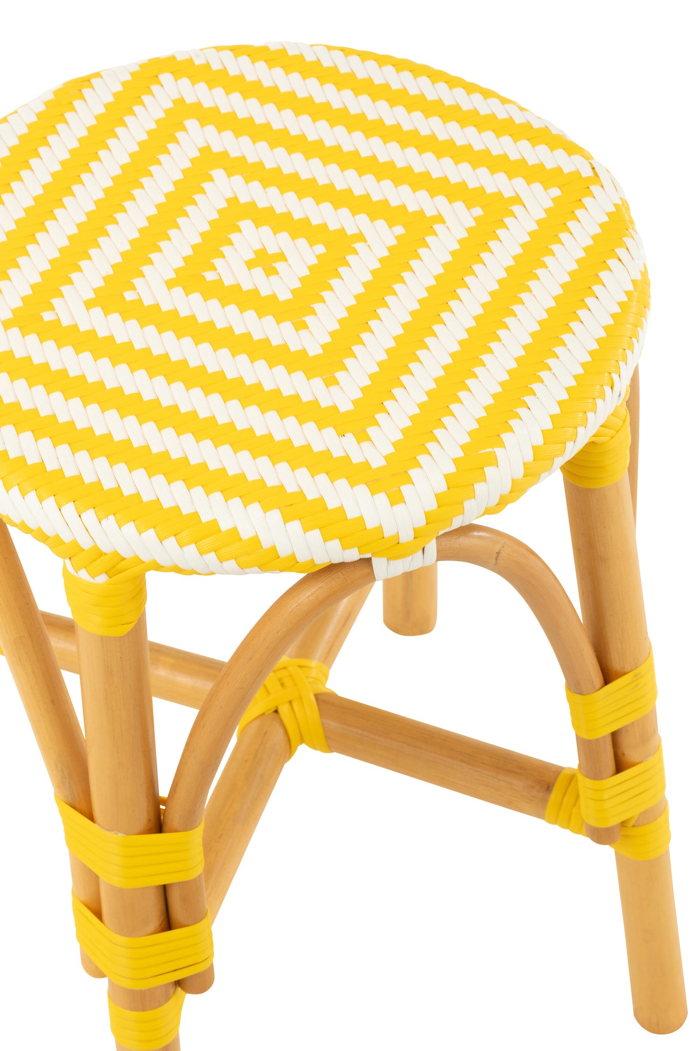 J-LINE STOOL RATTAN YELLOW/WHITE SMALL